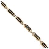 SAPPHIRE, DIAMOND, & 14K YELLOW GOLD LINK BRACELET