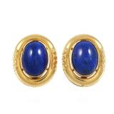 PAIR LAPIS LAZULI & 18K GOLD EARRINGS