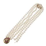 TESS & OTHER TRIPLE STRAND PEARL NECKLACE
