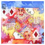JUAN MENDEZ (20TH CENTURY) ACRYLIC PAINTING, QUEEN OF DIAMONDS