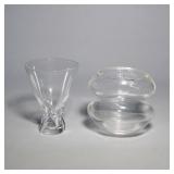 (2pc) STEUBEN GLASS CO. NIMBUS & SPIRAL CLEAR CRYSTAL VASES