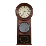 E.F. & W.W. CARTER 8-DAY MAHOGANY-CASE WALL CLOCK, REVERSE-PAINTED GLASS
