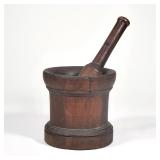 HEAVY WOODEN MORTAR & PESTLE