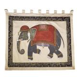 INDIAN SILK PAINTING OF AN ELEPHANT