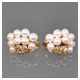 PAIR PEARL & 14K GOLD EARRINGS