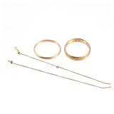 (3pc) 14K GOLD BAND RINGS