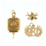 (3pc) 14K GOLD CHARMS & PIN