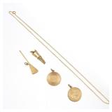 (5pc) 14K GOLD PENDANT CHARMS WITH CHAIN