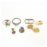 (7pc) MISC. GROUP OF GOLD & STERLING JEWELRY
