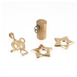 (4pc) GROUP OF 14K GOLD CHARMS