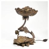 ART NOUVEAU-STYLE FLORAL BRASS/BRONZE TABLE LAMP