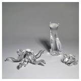 (3pc) STEUBEN CRYSTAL GLASS ANIMAL FIGURINES