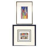 (2pc) JAMES RIZZI (AMERICAN, 1950-2011) CUT LITHOGRAPHS