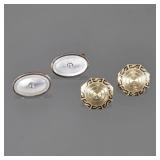 TWO PAIRS OF 14K GOLD CUFFLINKS CONVERTED TO EARRINGS