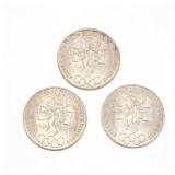 (3pc) 1968 MEXICAN OLYMPIC SILVER COINS