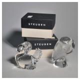 (2pc) STEUBEN CRYSTAL GLASS WOODLAND FIGURES