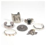 (7pc) GROUP OF STERLING & MEXICAN SILVER JEWELRY