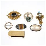 (7pc) VINTAGE COSTUME JEWELRY BROOCHES