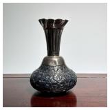 INDIAN REPOUSSE STERLING SILVER VASE