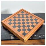 WOODEN SLIDE-OUT CHESS SET WITH VELVET-LINED STORAGE & WOODEN PIECES