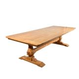 PINE 9FT BAUSMAN & COMPANY FARMHOUSE-STYLE TRESTLE DINING TABLE