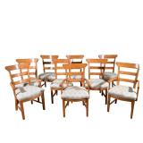 (9pc) FREMONT DESIGNS FOR RON NATHAN INTERIORS PINE LADDER-BACK DINING CHAIRS