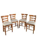 (4pc) PINE LADDER-BACK BAR STOOLS BY FREMONT DESIGNS FOR RON NATHAN INTERIORS