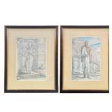 (2pc) FRANZ BALTHAZAR SOLVYNS (Belgian, 1760-1824) HAND-COLORED ETCHINGS