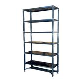 CONTEMPORARY BLACK METAL ÉTAGÈRE WITH SMOKED GLASS SHELVES