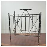 CHROME FAUX BAMBOO MAGAZINE RACK, MID-CENTURY MODERN STYLE