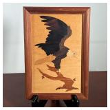 JEFF NELSON SIGNED WOOD MARQUETRY PANEL OF BALD EAGLE