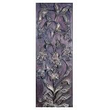 MID-CENTURY METAL-ON-WOOD FLORAL RELIEF WALL PANEL