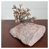 ROSE QUARTZ GEMSTONE TREE ON ROSE QUARTZ BASE
