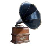 ANTIQUE COLUMBIA GRAPHOPHONE CYLINDER PHONOGRAPH WITH HORN AND CYLINDERS | Early 20th century oak-ca