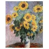 SUNFLOWER STILL LIFE PRINT | Print on paper h. 13.5 x w. 10.25 in. (sight) Matted in a gold-tone fra