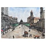 AMERICAN SCHOOL (20TH CENTURY) WATERCOLOR AND INK VIEW OF PENNSYLVANIA AVENUE | Watercolor and ink o