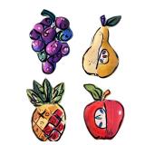 (4pc) KATHRYN YOUNGS FOR GANZ CERAMIC FRUIT WALL PLAQUES | Set of four three-dimensional hand-painte