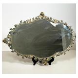 #17 ROCOCO REVIVAL CAST METAL SCROLL FRAME MIRROR | Oval beveled mirror plate set within an openwork