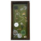 #23 WATCH-PARTS KEEPSAKE SHADOWBOX WITH POCKET WATCH DIAL AND CHAIN | Wood-framed glazed shadowbox c