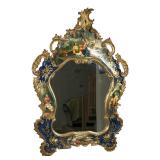 #24 ROCOCO REVIVAL GILTWOOD PAINTED MIRROR WITH POLYCHROME PASTORAL SCENES | Carved giltwood frame w