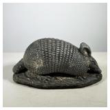 #27 OUTDOOR CAST STONE ARMADILLO SCULPTURE | Cast stone armadillo garden sculpture with a textured, 