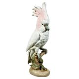 #28 ROYAL DUX CZECH PORCELAIN COCKATOO FIGURINE | Glazed porcelain cockatoo perched on a modeled bra