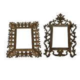 #40 PAIR OF CAST METAL ORNATE GILT SCROLLWORK PICTURE FRAMES | Two small cast metal picture frames w
