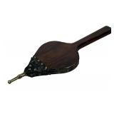 #41 WOOD AND LEATHER FIREPLACE BELLOWS | Wood and leather fireplace bellows with a turned wood handl