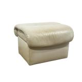 #44 EKORNES STRESSLESS LEATHER OTTOMAN | Cream leather upholstered ottoman with a rectangular box ba