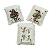 #61 (3pc) SCHUMANN ARZBERG BAVARIA PORCELAIN PLAYING CARD TRINKET DISHES (SET OF 3) | Three rectangu