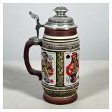 #64 THEWALT (WEST GERMANY) LIMITED EDITION CERAMIC LIDDED BEER STEIN WITH PLAYING CARD MOTIF | Taper