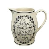 #66 WEDGWOOD OF ETRURIA THE LONDON JUG, TRANSFER-PRINTED CERAMIC JUG | Cream-colored transfer-printe