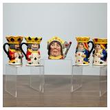 #71 (5pc) ROYAL DOULTON KING AND QUEEN OF DIAMONDS TOBY JUGS MODELED BY STANLEY JAMES TAYLOR (SET OF