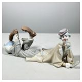 #81 LLADRÓ PORCELAIN RECLINING CLOWN ON BALL FIGURINE | Porcelain reclining clown figure by Lladró w